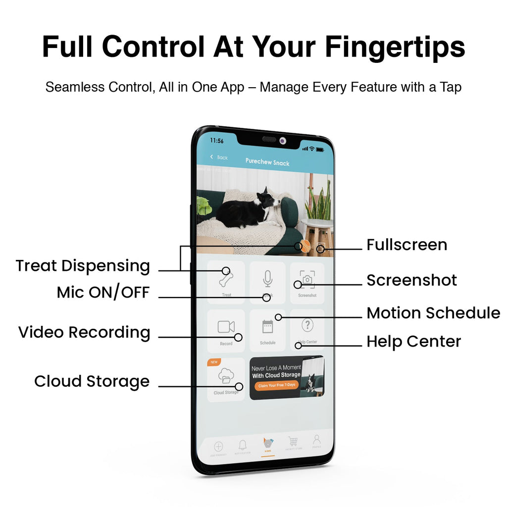 Purechew Smart Automated Pet Treat Dispenser with HD Camera & App Control