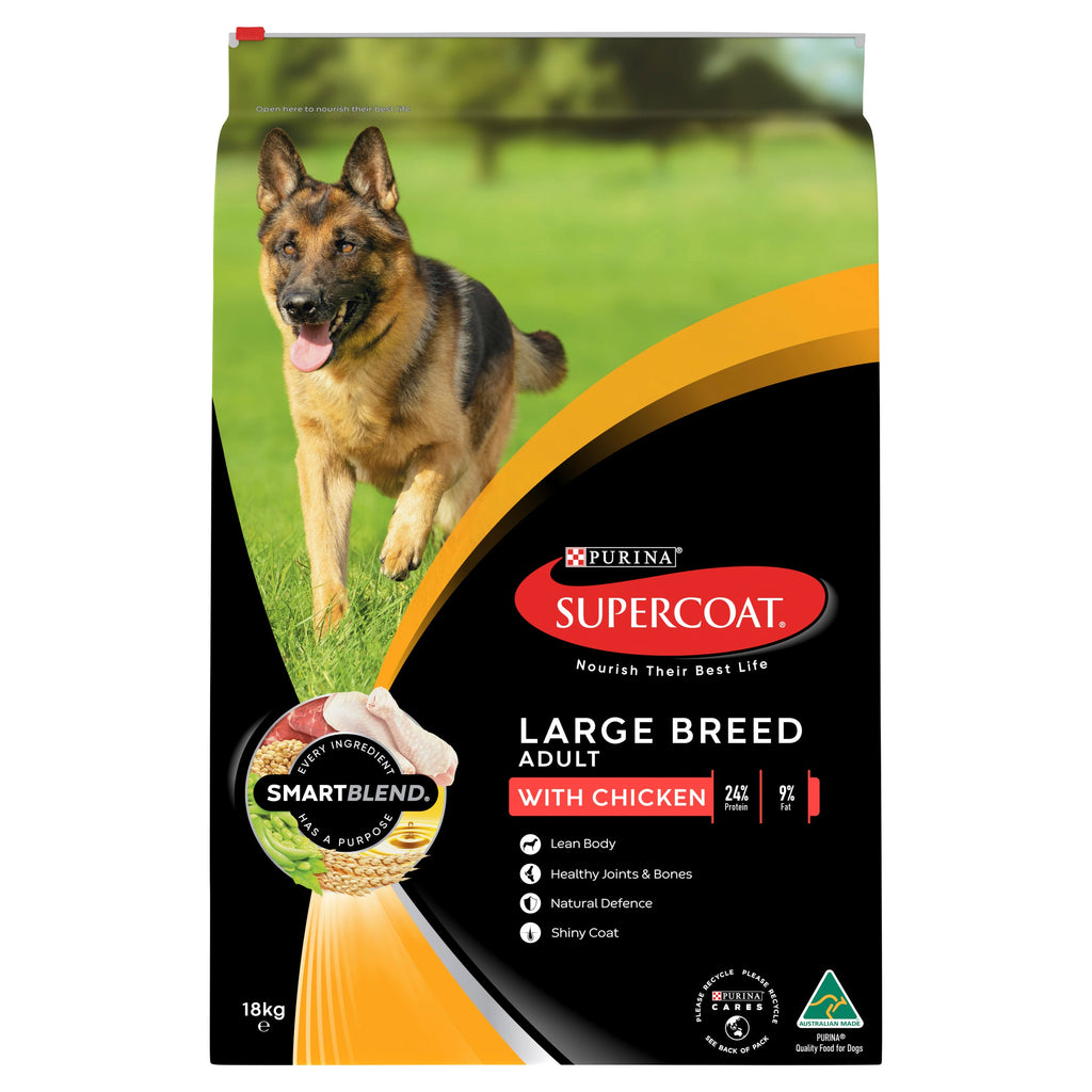 Supercoat Adult Large Breed Dry Dog Food with Real Chicken, 18kg Bag