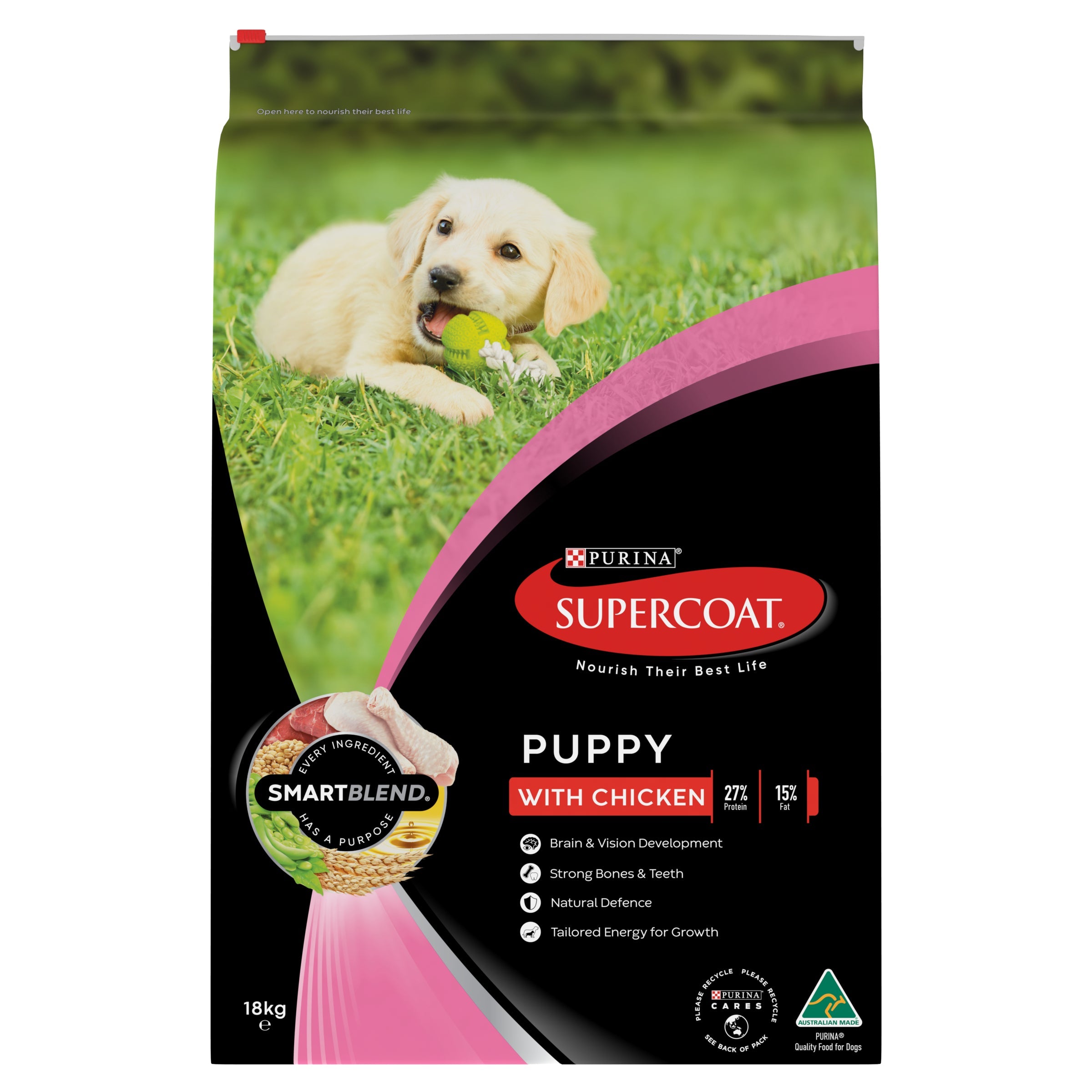 Supercoat Puppy Chicken Dry Dog Food 18kg for Optimal Growth & Health