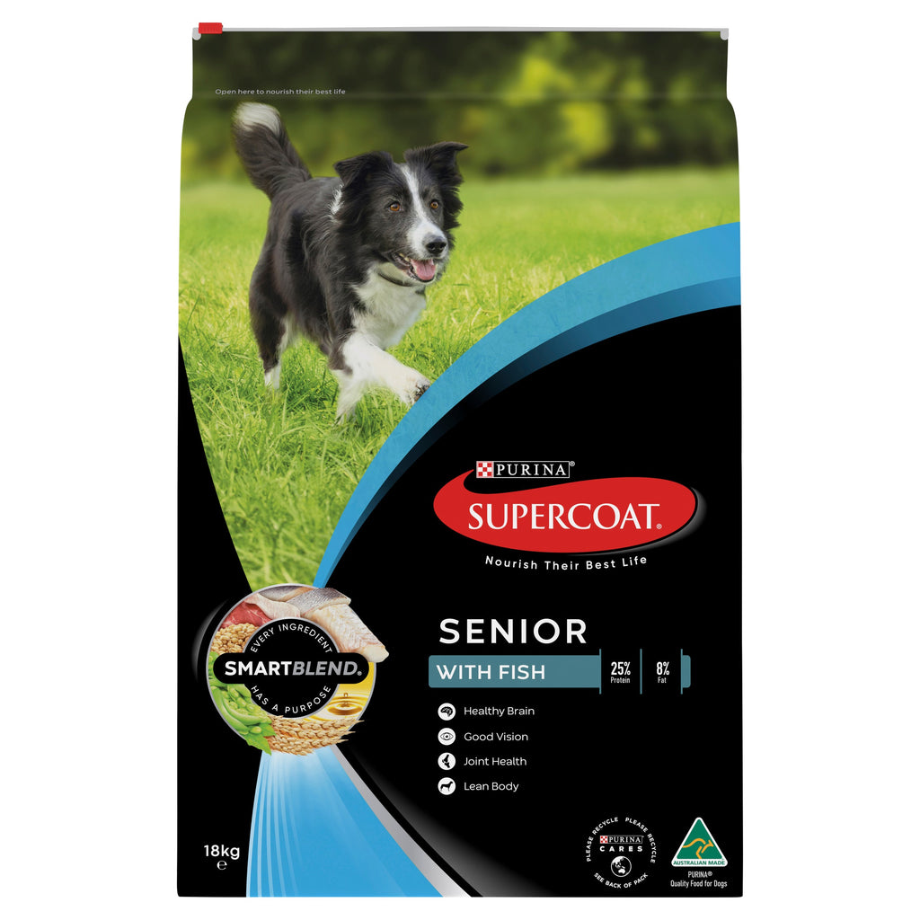 Supercoat SMARTBLEND Senior Dry Dog Food, Fish Recipe, Brain & Vision Support