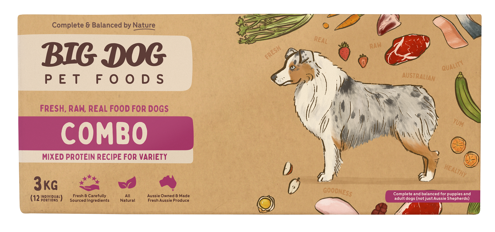 Big Dog Multi-Protein Raw Frozen Dog Food Patties for Optimal Canine Health