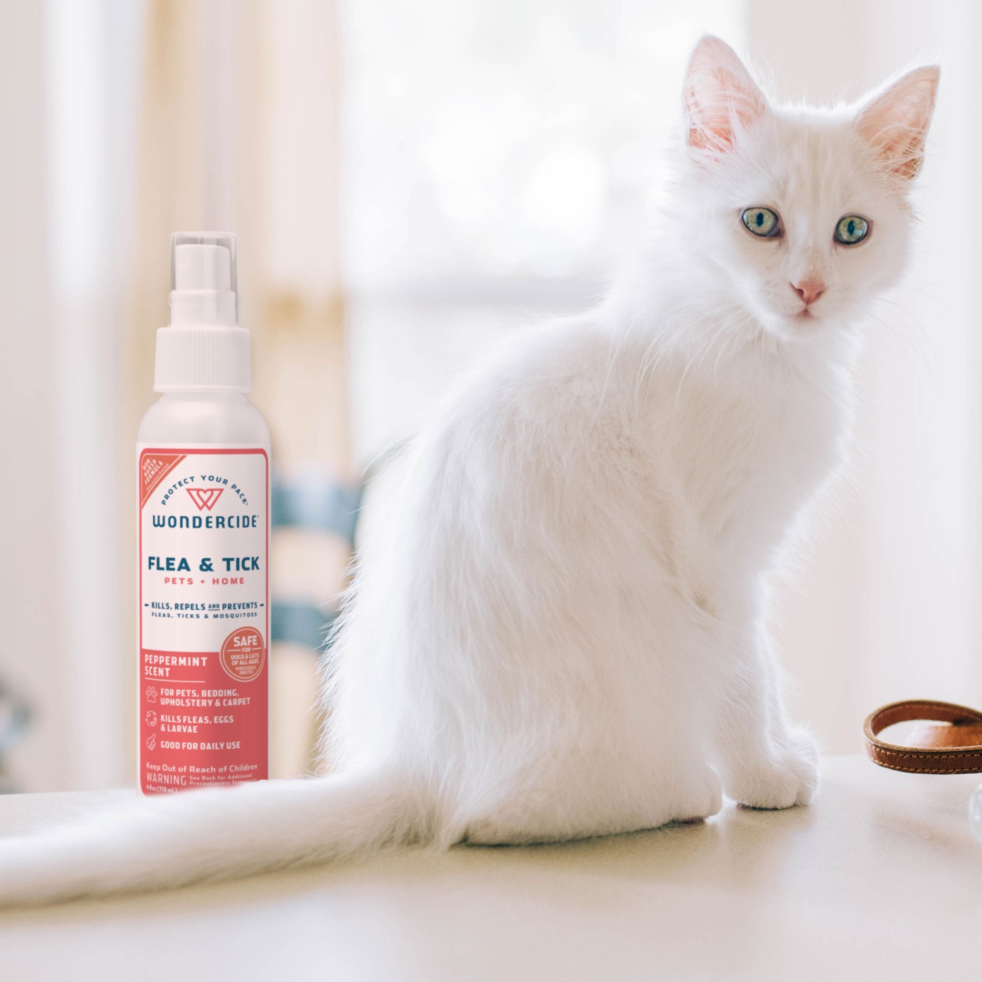 Wondercide Peppermint Plant-Powered Flea & Tick Spray for Pets & Home, 4 oz