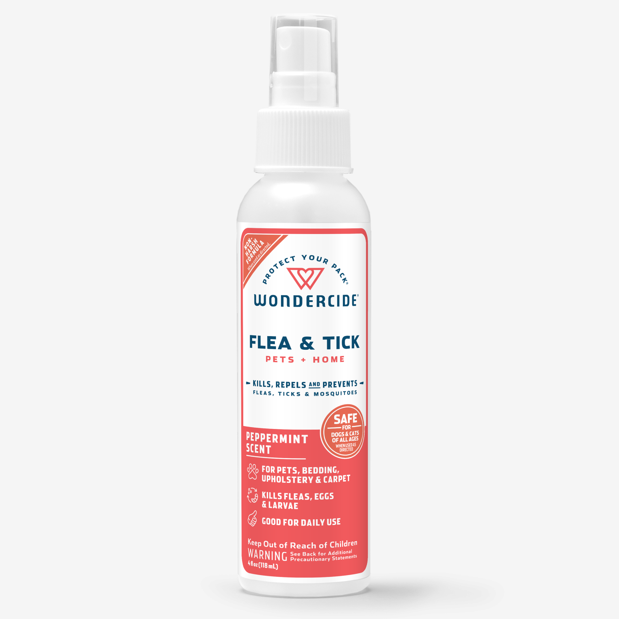 Wondercide Peppermint Plant-Powered Flea & Tick Spray for Pets & Home, 4 oz