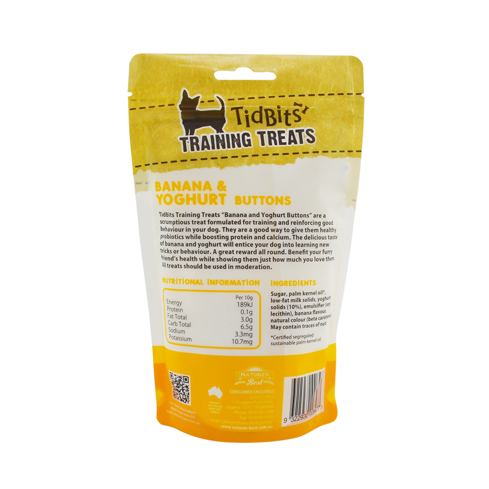 TidBits Delicious Banana Yoghurt Dog Training Buttons Healthy Probiotic Treats