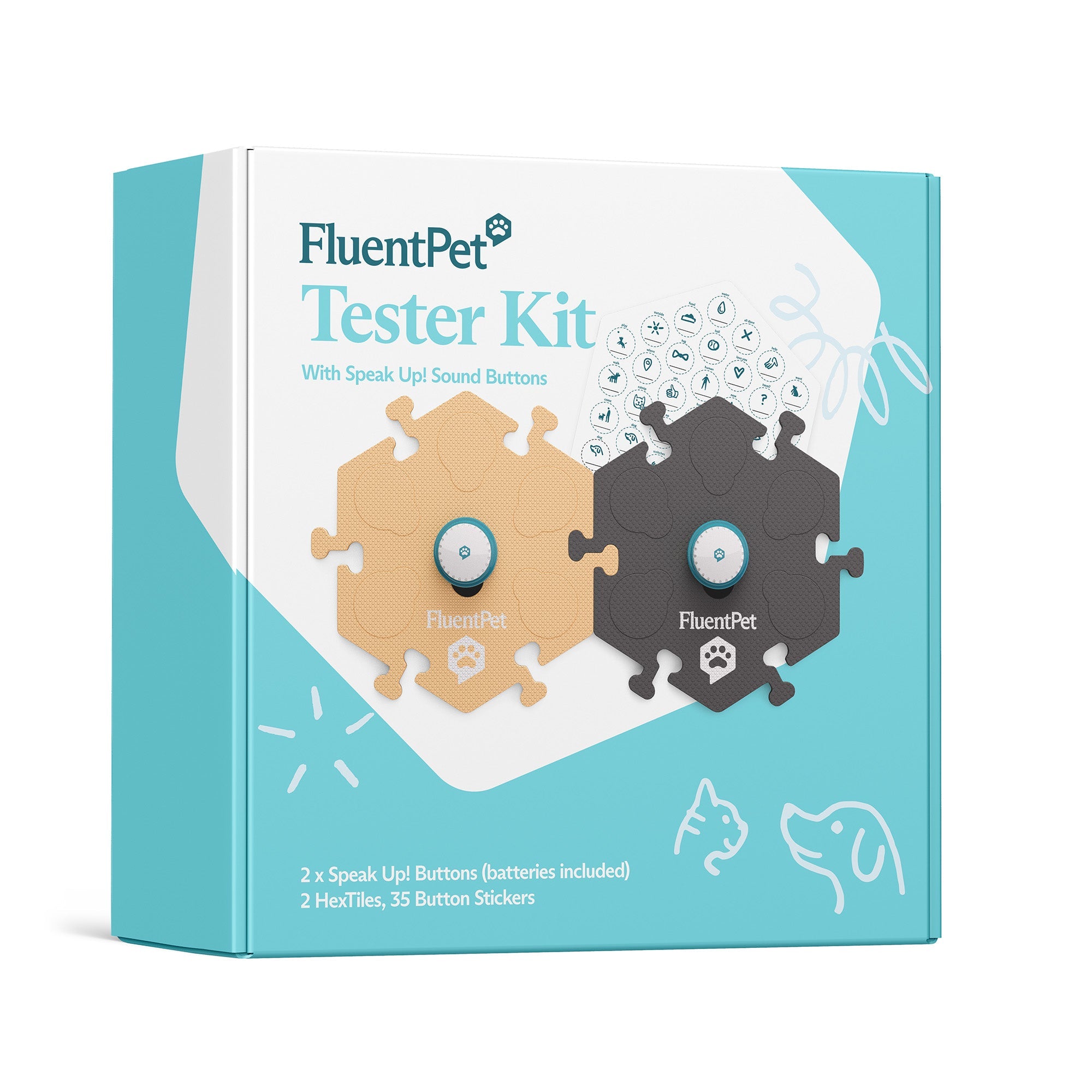 FluentPet Speak Up! Neutral Pet Communication Buttons & HexTiles Starter Kit